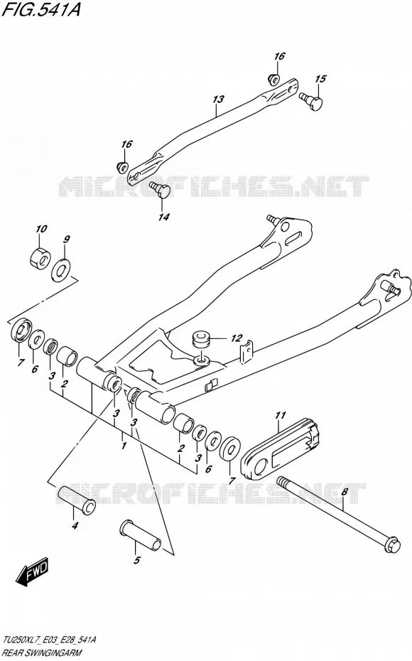 BRAS OSCILLANT ARRIERE Suzuki MOTO 250 TU 2017  TU250X L7 (E03,E28)