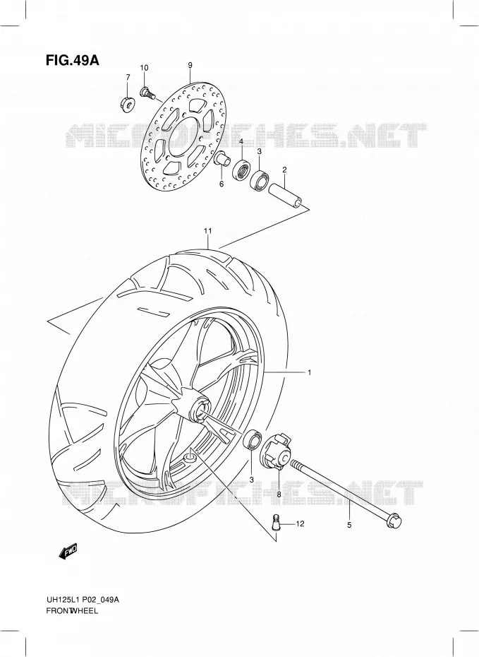 ROUE AVANT (MODEL EXECUTIVE P19 AND RACING P19) Suzuki SCOOTER 125 BURGMAN 2011  UH125G L1 (P19)
