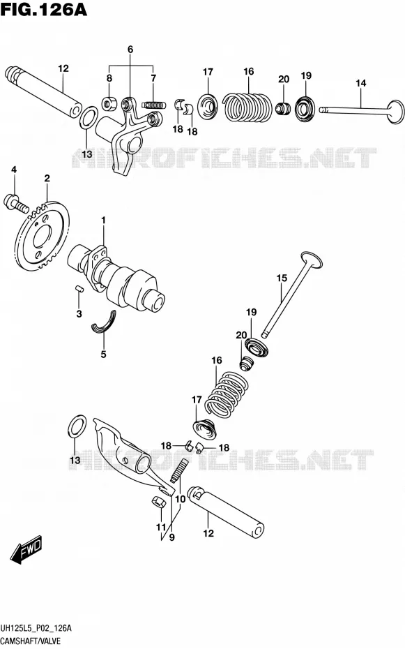 ARBRE A CAMES - VALVE Suzuki SCOOTER 125 BURGMAN 2015  UH125 L5 (P19)