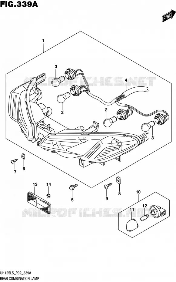 ENSEMBLE FEU ARRIERE Suzuki SCOOTER 125 BURGMAN 2015  UH125 L5 (P19)