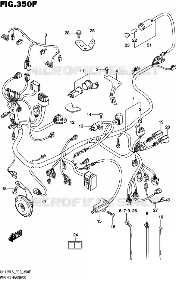 FAISCEAU ELECTRIQUE (UH125AL5 P19) Suzuki SCOOTER 125 BURGMAN 2015  UH125 L5 (P19)