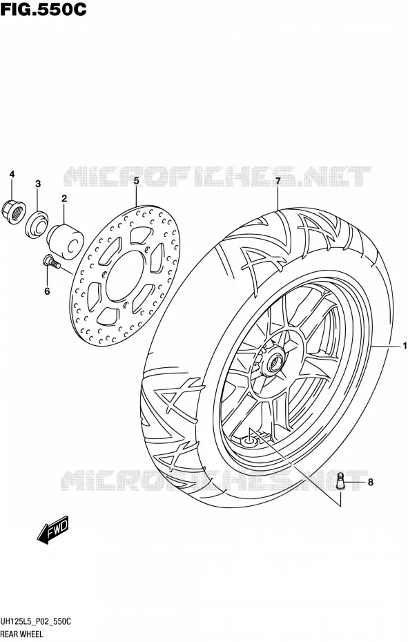 ROUE ARRIERE (UH125L5 P19) Suzuki SCOOTER 125 BURGMAN 2015  UH125 L5 (P19)