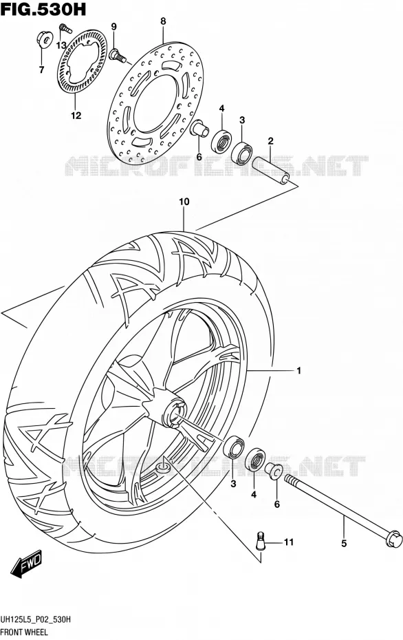 ROUE AVANT (UH125AL5 P53) Suzuki SCOOTER 125 BURGMAN 2015  UH125 L5 (P19)