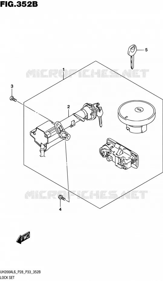 KIT SERRURE (UH200AL6 P33) Suzuki SCOOTER 200 BURGMAN 2016  UH200A L6 (P28,P33)