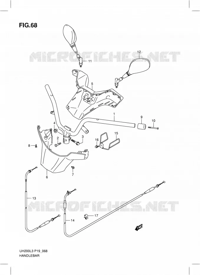 GUIDON (UH200L3 P19) Suzuki SCOOTER 200 BURGMAN 2013  UH200G L3 (P19)