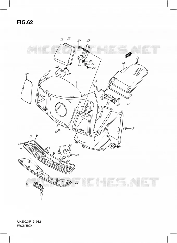 BOITE AVANT Suzuki SCOOTER 200 BURGMAN 2013  UH200 L3/UH200Z L3 (P19)