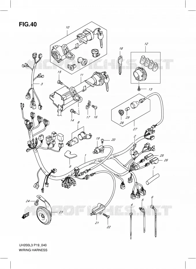 FAISCEAU ELECTRIQUE Suzuki SCOOTER 200 BURGMAN 2013  UH200 L3/UH200Z L3 (P19)