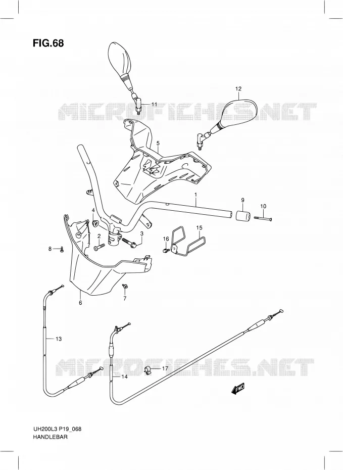GUIDON (UH200L3 P19) Suzuki SCOOTER 200 BURGMAN 2013  UH200 L3/UH200Z L3 (P19)