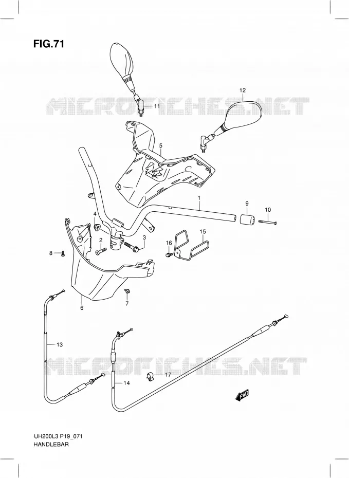 GUIDON (UH200ZRL3 P19) Suzuki SCOOTER 200 BURGMAN 2013  UH200 L3/UH200Z L3 (P19)