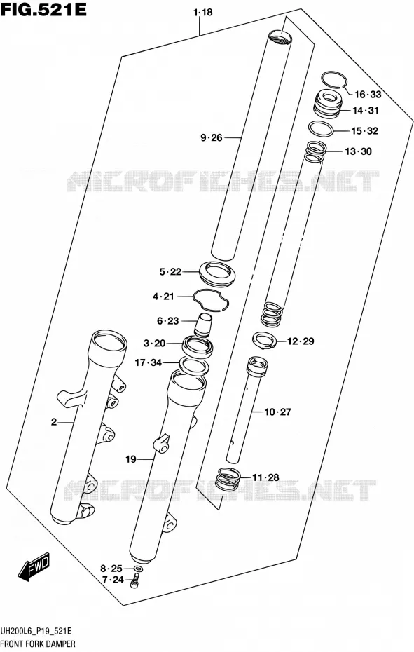 FOURCHE (UH200AL6 P34) Suzuki SCOOTER 200 BURGMAN 2016  UH200 L6 (P19)