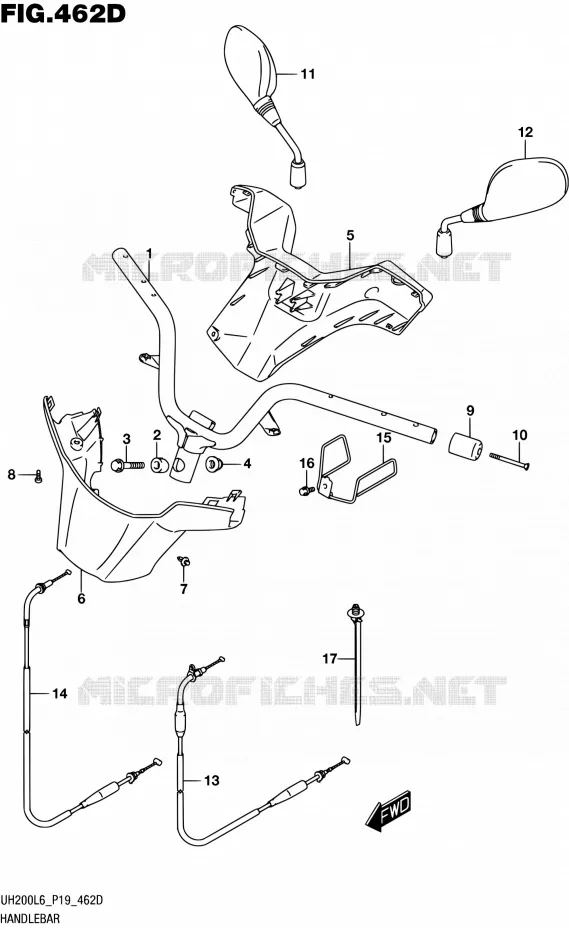 GUIDON (UH200AL6 P19) Suzuki SCOOTER 200 BURGMAN 2016  UH200 L6 (P19)