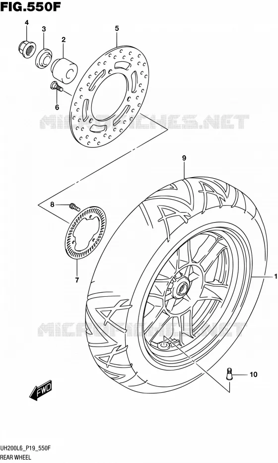 ROUE ARRIERE (UH200AL6 P53) Suzuki SCOOTER 200 BURGMAN 2016  UH200 L6 (P19)