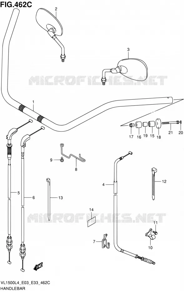 GUIDON (VL1500BL4 E03) Suzuki MOTO 1500 BOULEVARD 2014  VL1500 L4/VL1500B L4 (E03,E28,E33)