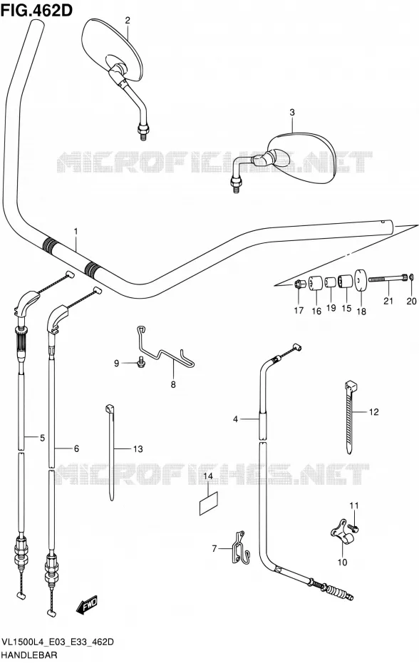 GUIDON (VL1500BL4 E33) Suzuki MOTO 1500 BOULEVARD 2014  VL1500 L4/VL1500B L4 (E03,E28,E33)