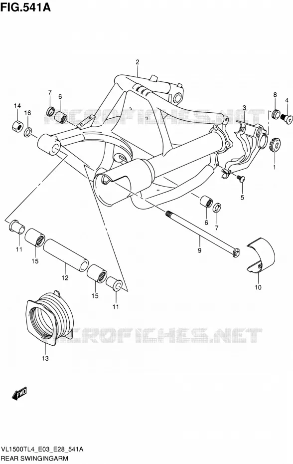 BRAS OSCILLANT ARRIERE Suzuki MOTO 1500 BOULEVARD 2014  VL1500T L4 (E03,E28,E33)