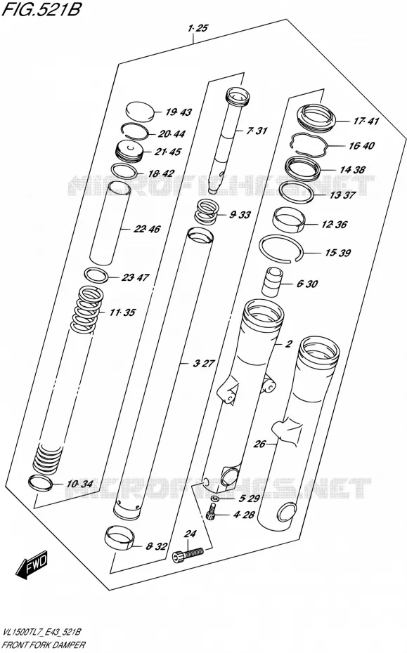 FOURCHE (VL1500TL7 E43) Suzuki MOTO 1500 BOULEVARD 2017  VL1500T L7 (E43)