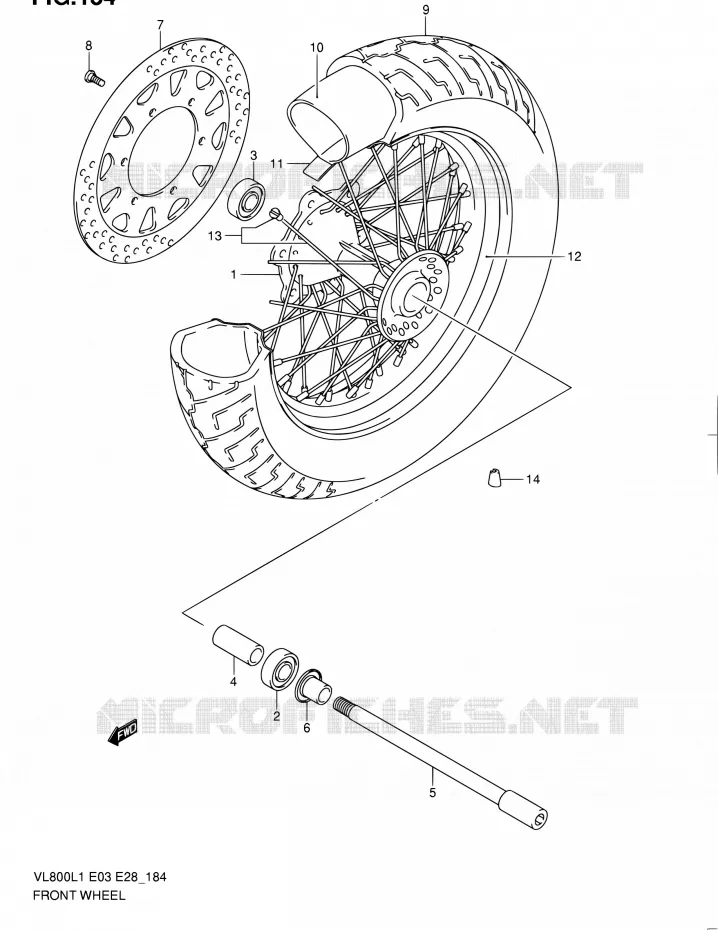 ROUE AVANT (VL800L1 E28) Suzuki MOTO 800 VOLUSIA 2011  VL800 L1/VL800T L1/VL800C L1