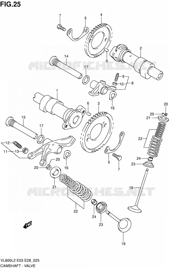 ARBRE A CAMES - VALVE Suzuki MOTO 800 VOLUSIA 2012  VL800 L2/VL800T L2/VL800C L2