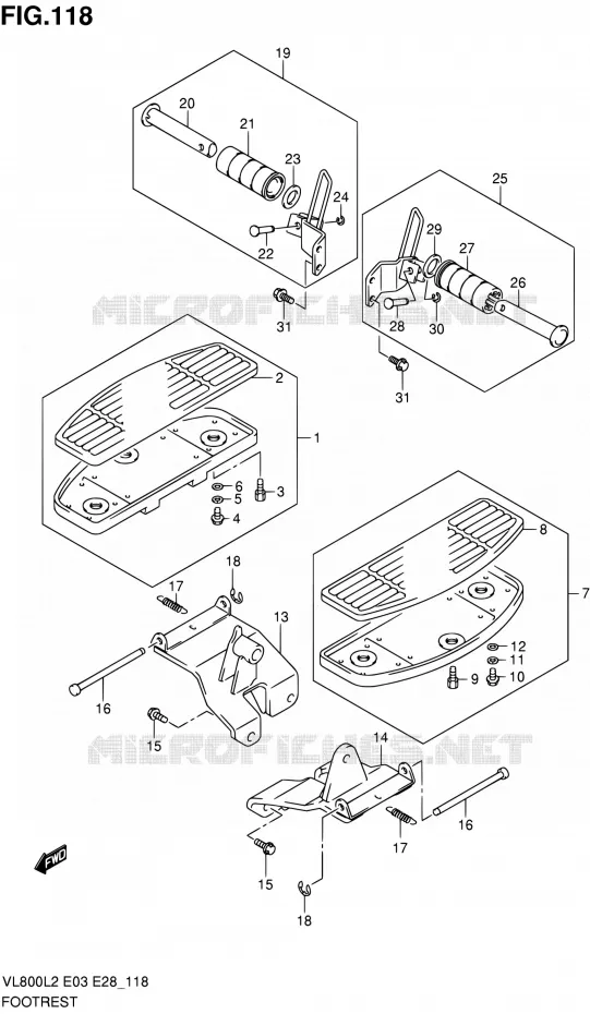 REPOSE PIED Suzuki MOTO 800 VOLUSIA 2012  VL800 L2/VL800T L2/VL800C L2