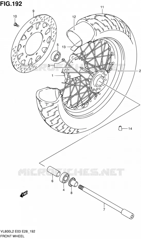 ROUE AVANT (VL800L2 E28) Suzuki MOTO 800 VOLUSIA 2012  VL800 L2/VL800T L2/VL800C L2