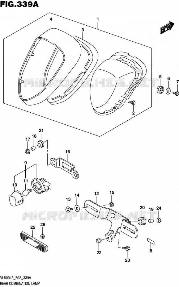 ENSEMBLE FEU ARRIERE (VL800L5 E02) Suzuki MOTO 800 INTRUDER 2015  VL800 L5 (E02)