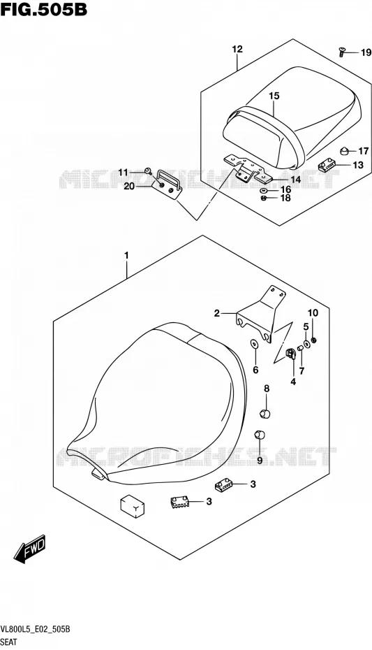 SELLE (VL800L5 E19) Suzuki MOTO 800 INTRUDER 2015  VL800 L5 (E02)