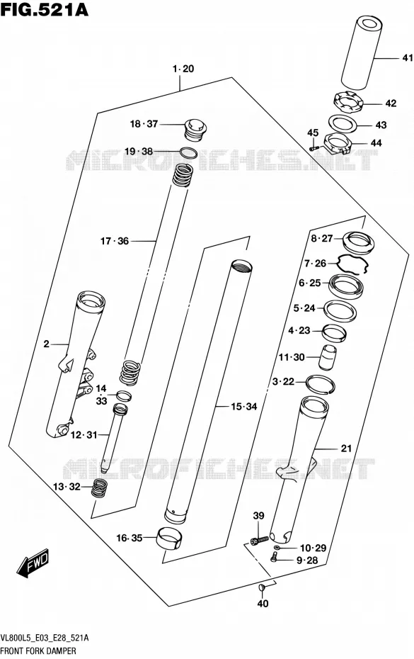 FOURCHE (VL800L5 E03) Suzuki MOTO 800 BOULEVARD 2015  VL800 L5/VL800T L5 (E03,E28)