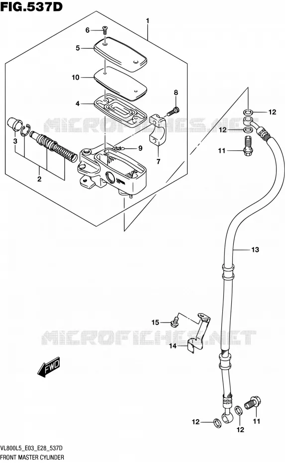 MAITRE CYLINDRE AVANT (VL800TL5 E28) Suzuki MOTO 800 BOULEVARD 2015  VL800 L5/VL800T L5 (E03,E28)
