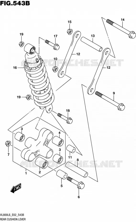 BIELLETTE D'AMORTISSEUR (VL800L6 E19) Suzuki MOTO 800 BOULEVARD 2016  VL800 L6 (E02)