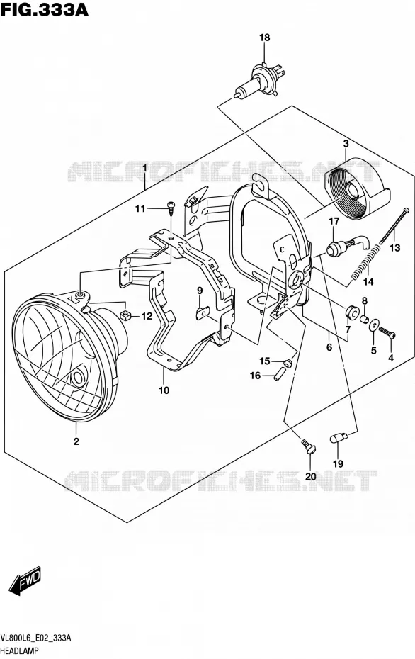 PHARE (VL800L6 E02) Suzuki MOTO 800 BOULEVARD 2016  VL800 L6 (E02)