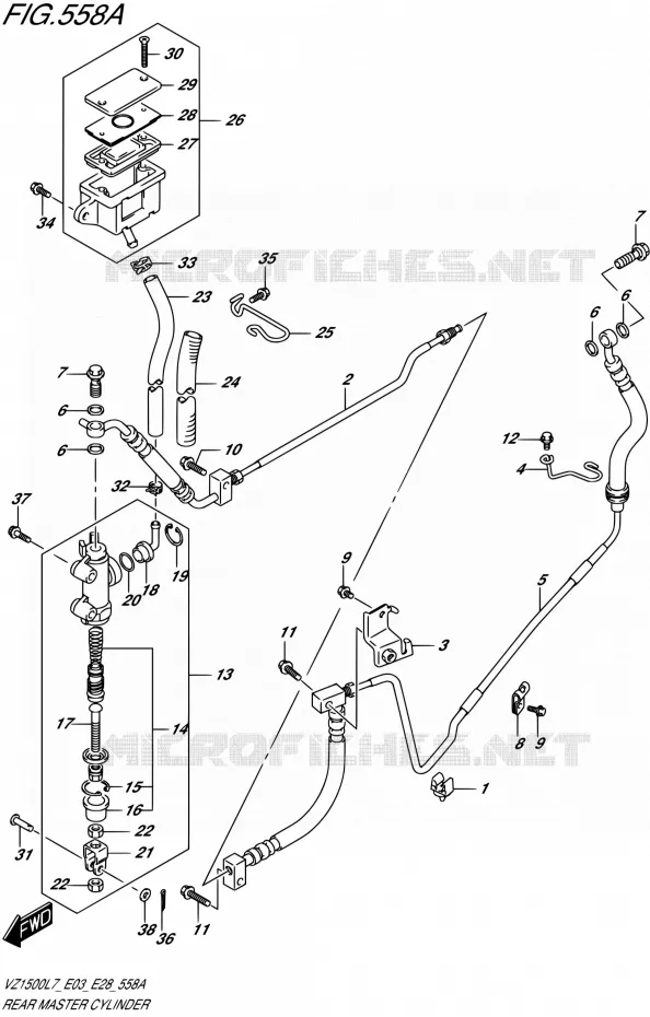 MAITRE CYLINDRE ARRIERE Suzuki MOTO 1500 BOULEVARD 2017  VZ1500 L7 (E03,E28,E33)