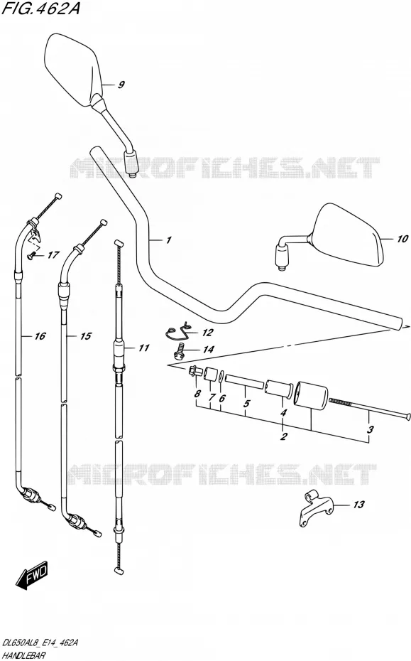 GUIDON (DL650A) Suzuki MOTO 650 V-STROM 2018  DL650AL8 E14