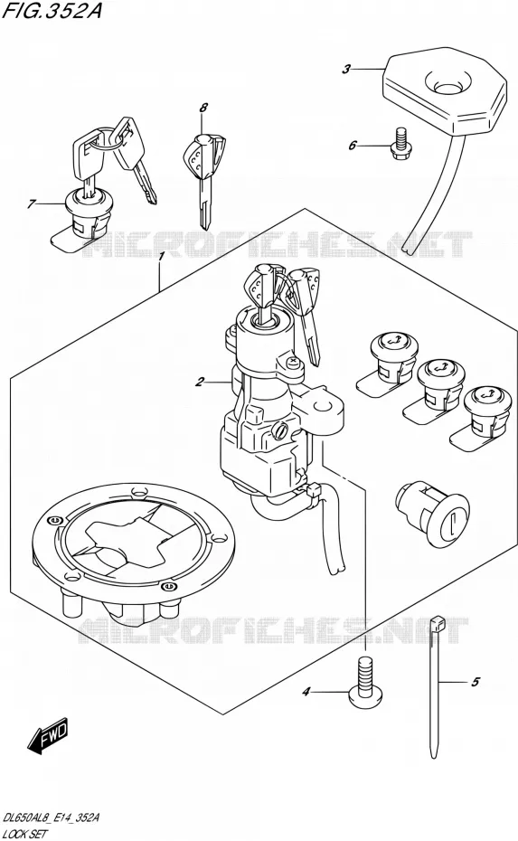 KIT SERRURE (FOR TOP CASE,SIDE CASE) Suzuki MOTO 650 V-STROM 2018  DL650AL8 E14