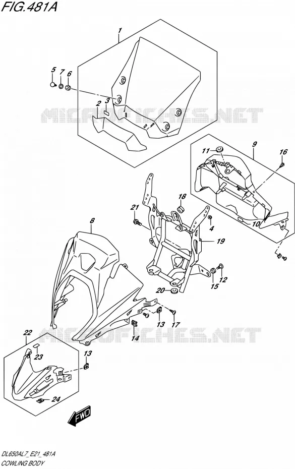 CARENAGES - ETIQUETTES Suzuki MOTO 650 V-STROM 2017  DL650AL7 E21