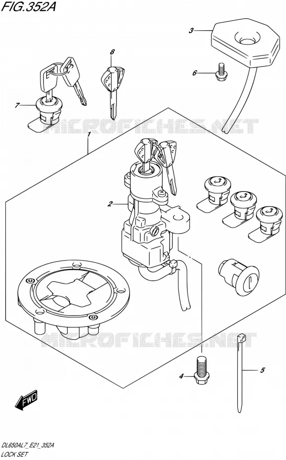 KIT SERRURE (FOR TOP CASE,SIDE CASE) Suzuki MOTO 650 V-STROM 2017  DL650AL7 E21