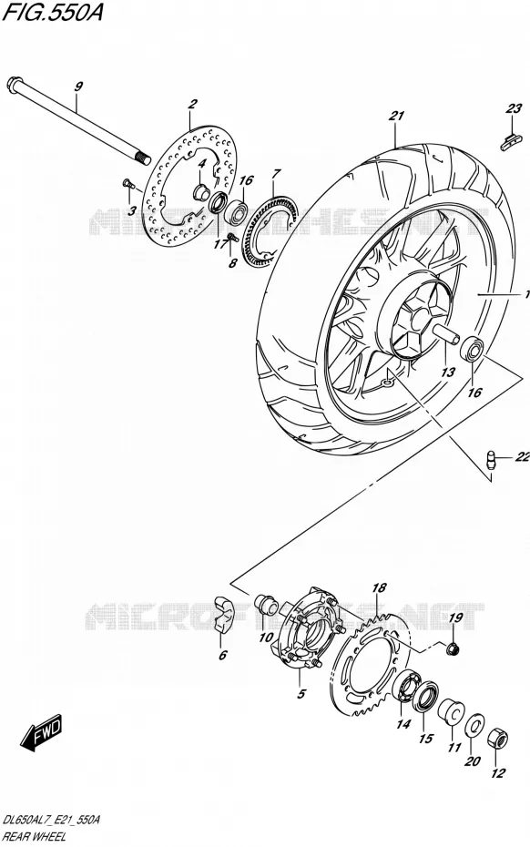 ROUE ARRIERE50AL7 E21) Suzuki MOTO 650 V-STROM 2017  DL650XAL7 E21