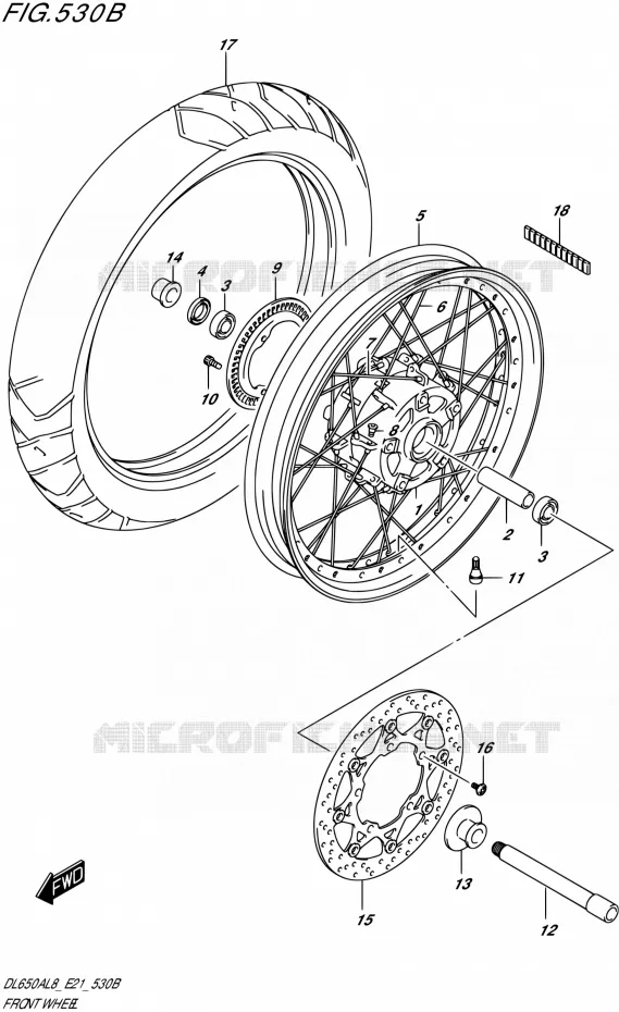 ROUE AVANT (DL650XA,DL650XAUE) Suzuki MOTO 650 V-STROM 2018  DL650XAL8 E21