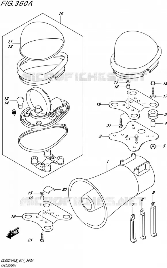 ENSEMBLE SIRENE Suzuki MOTO 650 V-STROM 2018  DL650AP L8 (E11)