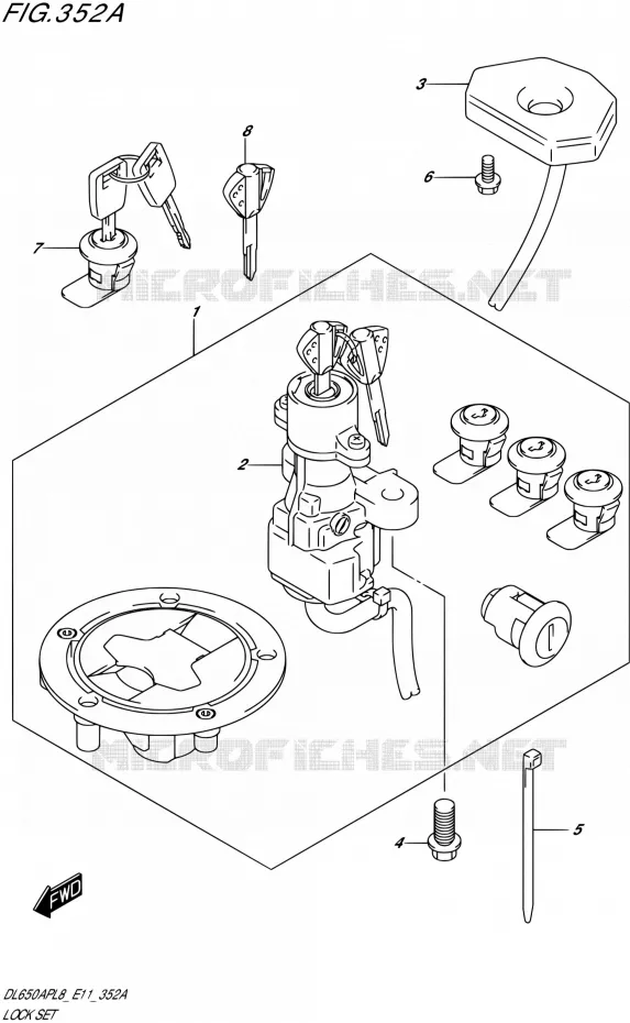 KIT SERRURE (FOR TOP CASE,SIDE CASE) Suzuki MOTO 650 V-STROM 2018  DL650AP L8 (E11)
