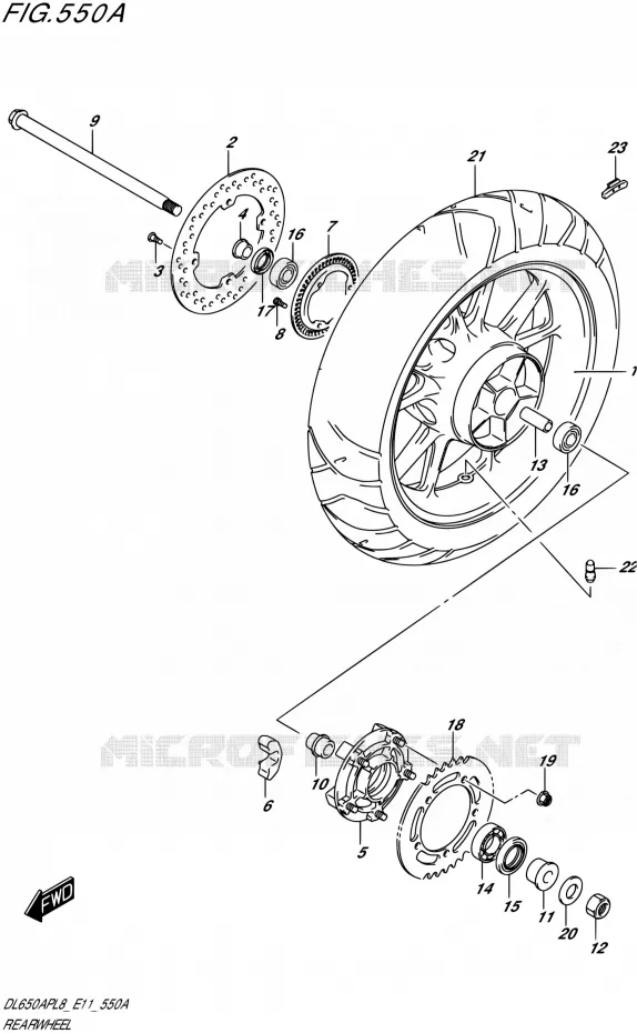 ROUE ARRIERE Suzuki MOTO 650 V-STROM 2018  DL650AP L8 (E11)