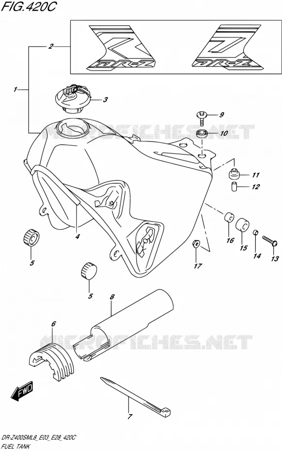 RESERVOIR D'ESSENCE00SML8 E33) Suzuki MOTO 400 DR-ZSM 2018  DR-Z400SML8 (E03,E28,P33)