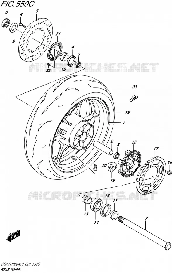 ROUE ARRIERE-R1000RZAL8 E21) Suzuki MOTO 1000 GSX-R 2018  GSX-R1000RZAL8 / GSX-R1000RAL8 E21