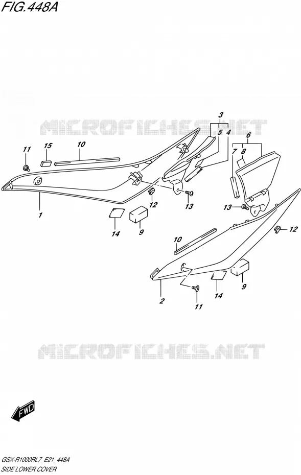 COUVERCLE LATERAL INFERIEURL7 E21) Suzuki MOTO 1000 GSX-R 2017  GSX-R1000RL7 / GSX-R1000RZL7 E21