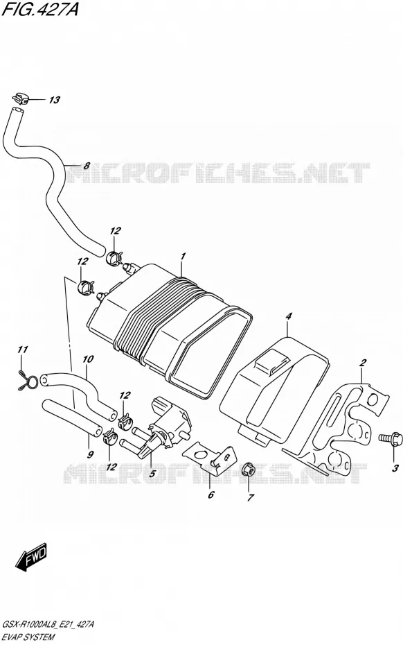 SYSTÈME DE RECYCLAGE VAPEURS CARBURANT Suzuki MOTO 1000 GSX-R 2018  GSX-R1000AL8 E21