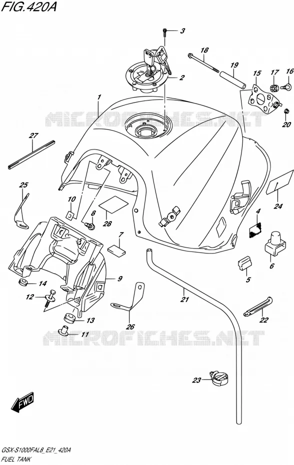 RESERVOIR D'ESSENCE1000FAL8 E21) Suzuki MOTO 1000 GSX-S 2018  GSX-S1000FAL8 / GSX-S1000FZAL8 E21