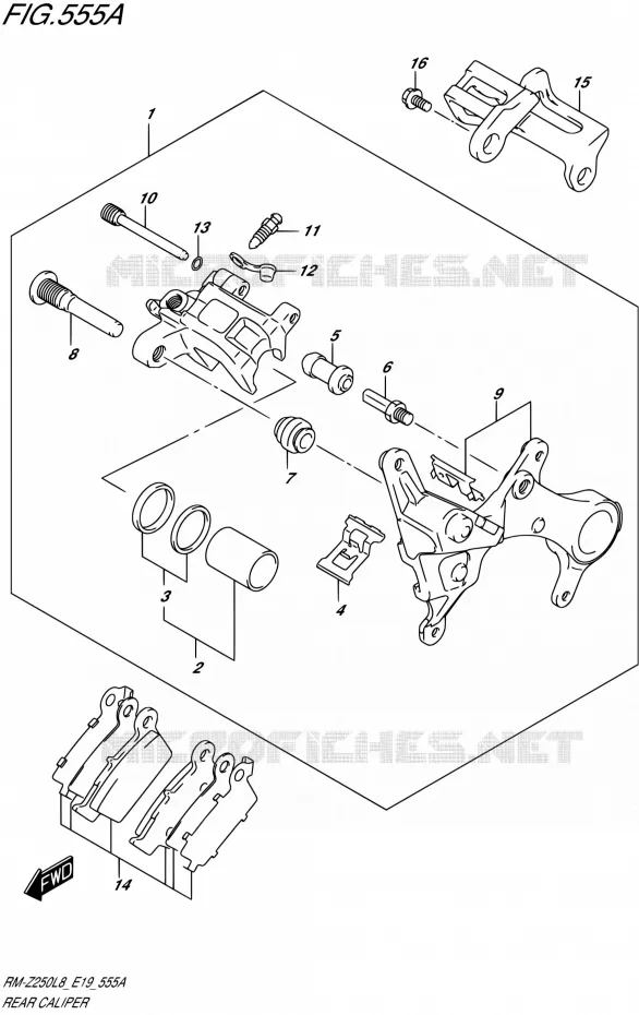 ETRIER DE FREIN ARRIERE Suzuki MOTO 250 RM-Z 2018  RM-Z250L8 E19