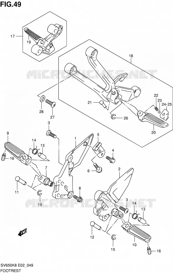 REPOSE PIED Suzuki MOTO 650 SV 2008  SV650K8(E2)