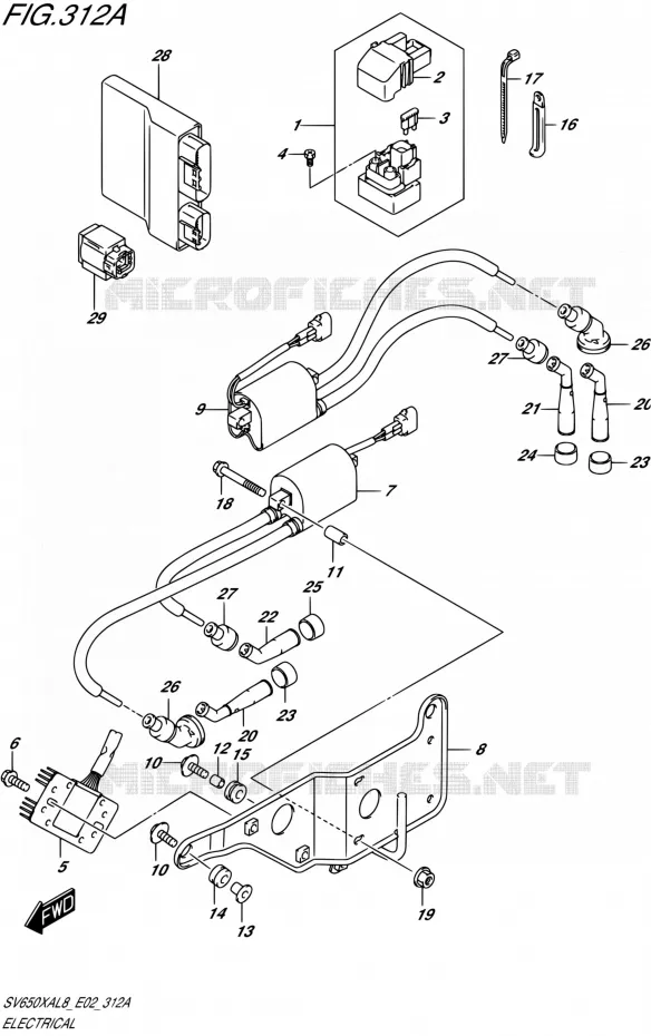 PARTIE ELECTRIQUEAL8 E02) Suzuki MOTO 650 SV 2018  SV650XAL8 E02