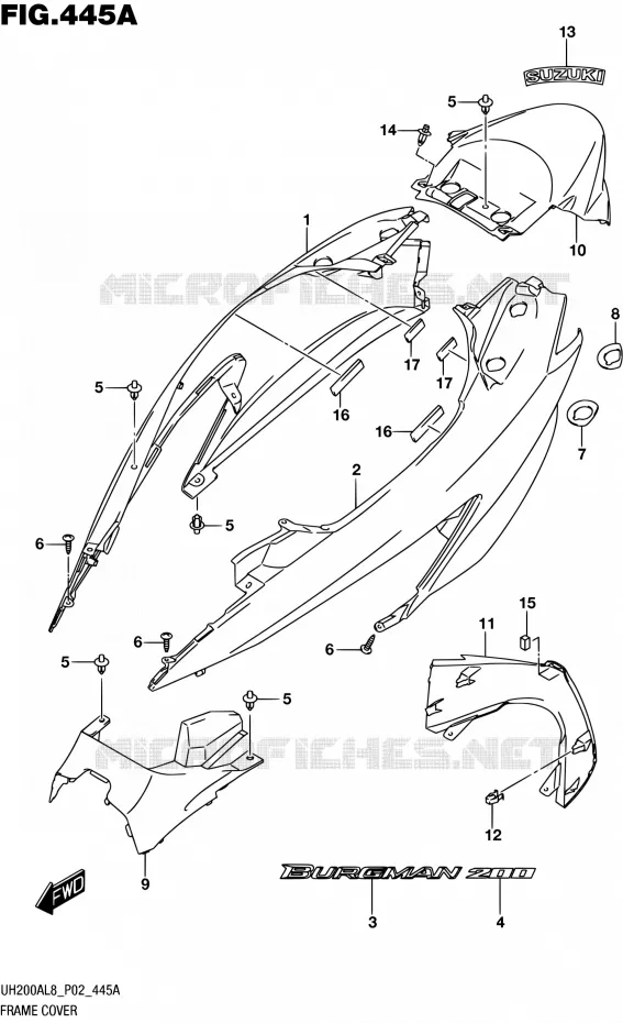 CARENAGES ARRIERE Suzuki SCOOTER 200 BURGMAN 2018  UH200AL8 P02