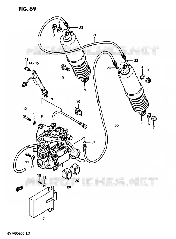 AMORTISSEUR ARRIERE GV1400GDG/GCG/MODELE H/J Suzuki MOTO 1400 CAVALCADE 1986  GV1400GDG(G/H/J)